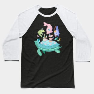 Pastel Sea Turtle Tea Party Baseball T-Shirt